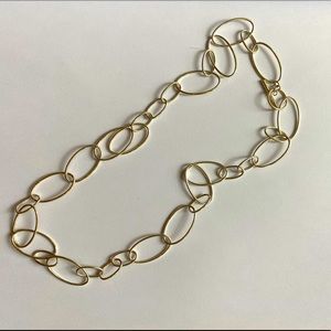 Sterling Silver Geometric Long Oval Necklace